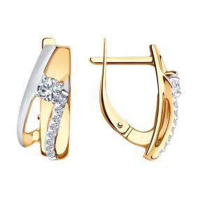 Золотые серьги SOKOLOV 028873 с фианитом 028873 фото