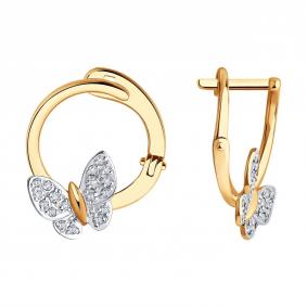 Золотые серьги SOKOLOV 028874 с фианитом 028874 фото