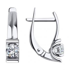 Серьги из белого золота SOKOLOV 028878-3 с фианитом 028878-3 фото