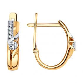Золотые серьги SOKOLOV 028879 с фианитом 028879 фото