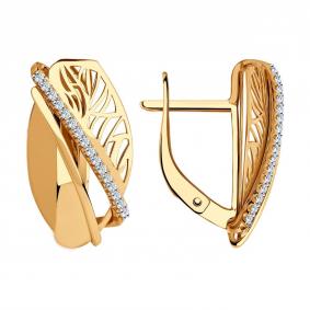 Золотые серьги SOKOLOV 028886 с фианитом 028886 фото