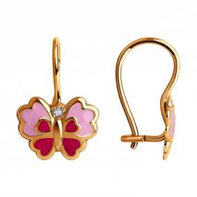 Золотые серьги SOKOLOV 028946 с фианитом и эмалью 028946 фото