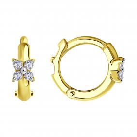 Серьги из лимонного золота SOKOLOV 029017-2 с фианитом 029017-2 фото