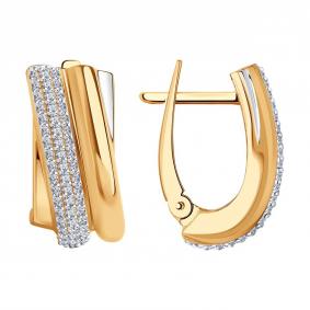 Золотые серьги SOKOLOV 029023 с фианитом 029023 фото