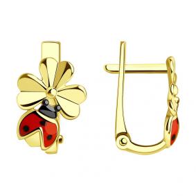 Серьги из лимонного золота SOKOLOV 029140-2 с эмалью 029140-2 фото