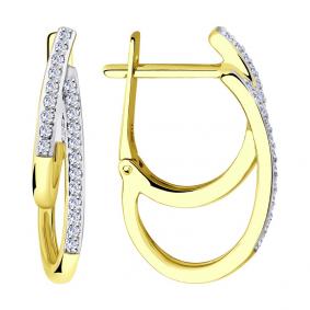 Серьги из лимонного золота SOKOLOV 029154-2 с фианитом 029154-2 фото
