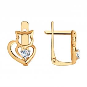 Золотые серьги SOKOLOV 029209 с фианитом 029209 фото