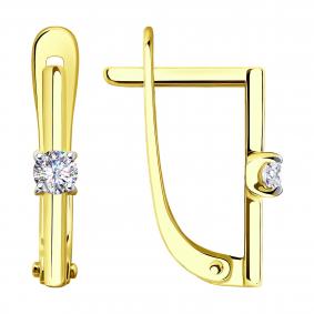 Серьги из лимонного золота SOKOLOV 029231-2 с фианитом 029231-2 фото