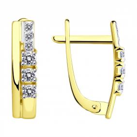 Серьги из лимонного золота SOKOLOV 029251-2 с фианитом 029251-2 фото