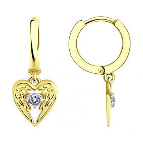 Серьги из лимонного золота SOKOLOV 029311-2 с фианитом 029311-2 фото