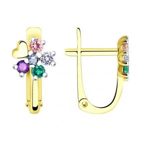 Серьги из лимонного золота SOKOLOV 029315-2 с фианитом 029315-2 фото