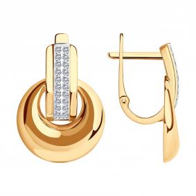 Золотые серьги SOKOLOV 029340 с фианитом 029340 фото