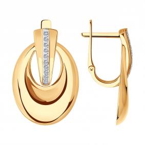 Золотые серьги SOKOLOV 029348 с фианитом 029348 фото