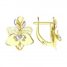 Серьги из лимонного золота SOKOLOV 029358-2 с фианитом 029358-2 фото