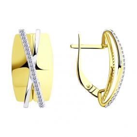 Серьги из лимонного золота SOKOLOV 029362-2 с фианитом 029362-2 фото