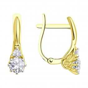Серьги из лимонного золота SOKOLOV 029369-2 с фианитом 029369-2 фото