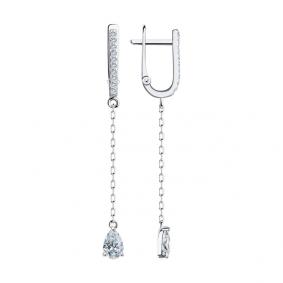 Серьги из белого золота SOKOLOV 029417-3 с фианитом 029417-3 фото