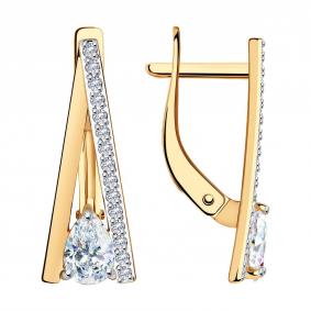 Золотые серьги SOKOLOV 029419 с фианитом 029419 фото