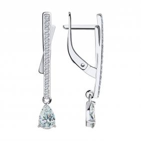 Серьги из белого золота SOKOLOV 029422-3 с фианитом 029422-3 фото