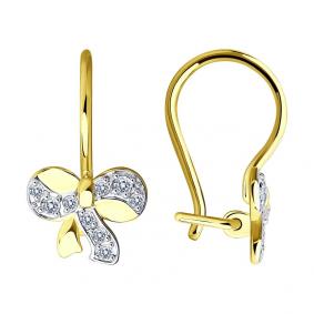 Серьги из лимонного золота SOKOLOV 029433-2 с фианитом 029433-2 фото