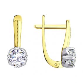 Серьги из лимонного золота SOKOLOV 029442-2 с фианитом 029442-2 фото