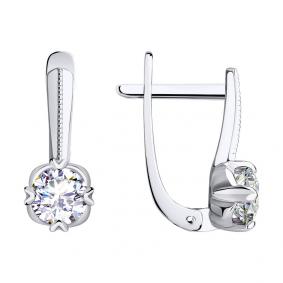 Серьги из белого золота SOKOLOV 029442-3 с фианитом 029442-3 фото