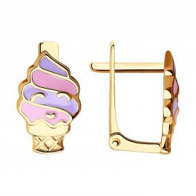 Золотые серьги SOKOLOV 029452 с эмалью 029452 фото