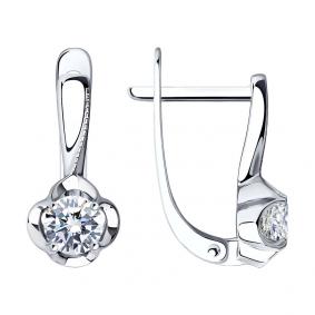 Серьги из белого золота SOKOLOV 029457-3 с фианитом 029457-3 фото