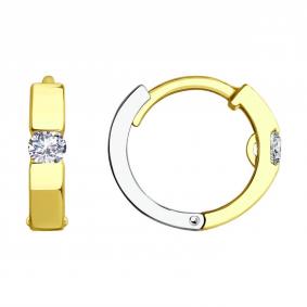 Серьги из лимонного золота SOKOLOV 029475-2 с фианитом 029475-2 фото