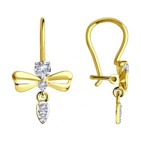 Серьги из лимонного золота SOKOLOV 029481-2 с фианитом 029481-2 фото