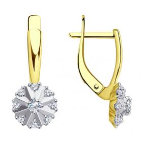 Серьги из лимонного золота SOKOLOV 029482-2 с фианитом 029482-2 фото