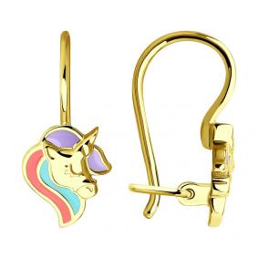 Серьги из лимонного золота SOKOLOV 029485-2 с эмалью 029485-2 фото