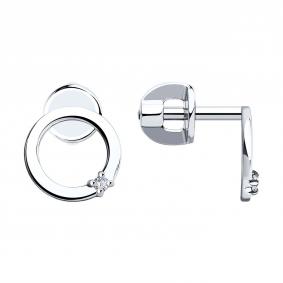 Серьги из белого золота SOKOLOV 029499-3 с фианитом 029499-3 фото