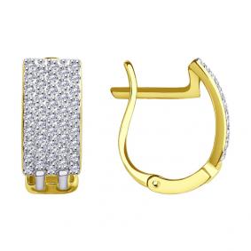 Серьги из лимонного золота SOKOLOV 029500-2 с фианитом 029500-2 фото