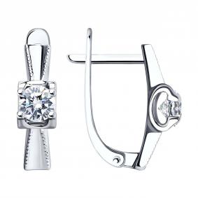 Серьги из белого золота SOKOLOV 029524-3 с фианитом 029524-3 фото
