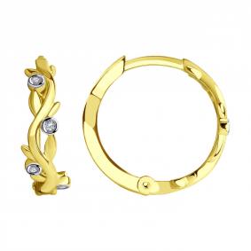 Серьги из лимонного золота SOKOLOV 029566-2 с фианитом 029566-2 фото