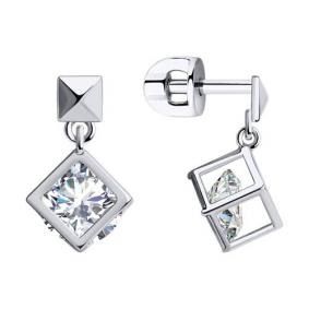 Серьги из белого золота SOKOLOV 029595-3 с фианитом 029595-3 фото