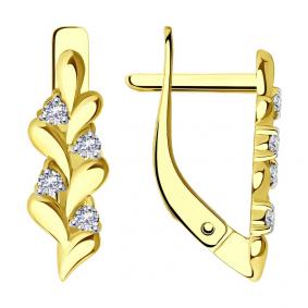 Серьги из лимонного золота SOKOLOV 029616-2 с фианитом 029616-2 фото