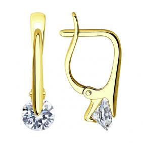 Серьги из лимонного золота SOKOLOV 029668-2 с фианитом 029668-2 фото