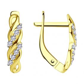 Серьги из лимонного золота SOKOLOV 029711-2 с фианитом 029711-2 фото