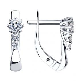 Серьги из белого золота SOKOLOV 029745-3 с фианитом 029745-3 фото