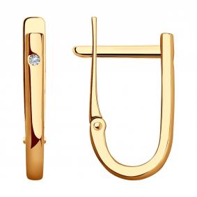 Золотые серьги SOKOLOV 029754 с фианитом 029754 фото