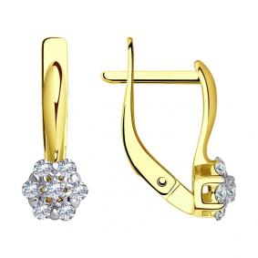 Серьги из лимонного золота SOKOLOV 029755-2 с фианитом 029755-2 фото