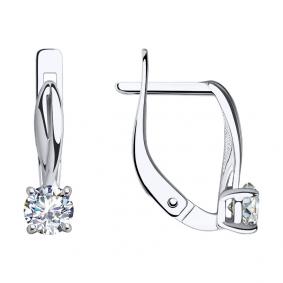 Серьги из белого золота SOKOLOV 029758-3 с фианитом 029758-3 фото