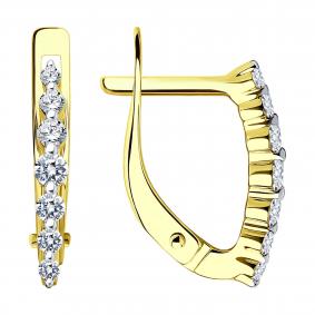 Серьги из лимонного золота SOKOLOV 029761-2 с фианитом 029761-2 фото