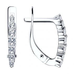 Серьги из белого золота SOKOLOV 029761-3 с фианитом 029761-3 фото