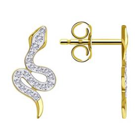 Серьги из лимонного золота SOKOLOV 029770-2 с фианитом 029770-2 фото
