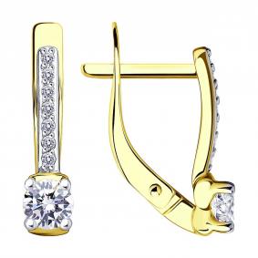 Серьги из лимонного золота SOKOLOV 029785-2 с фианитом 029785-2 фото