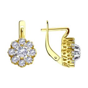 Серьги из лимонного золота SOKOLOV 029795-2 с фианитом 029795-2 фото