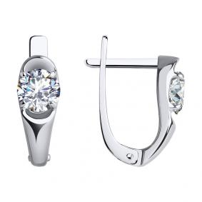 Серьги из белого золота SOKOLOV 029799-3 с фианитом 029799-3 фото